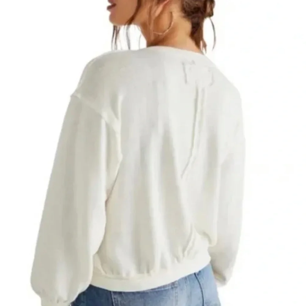 Free People Cream Long Sleeve Top - Picture 2 of 5